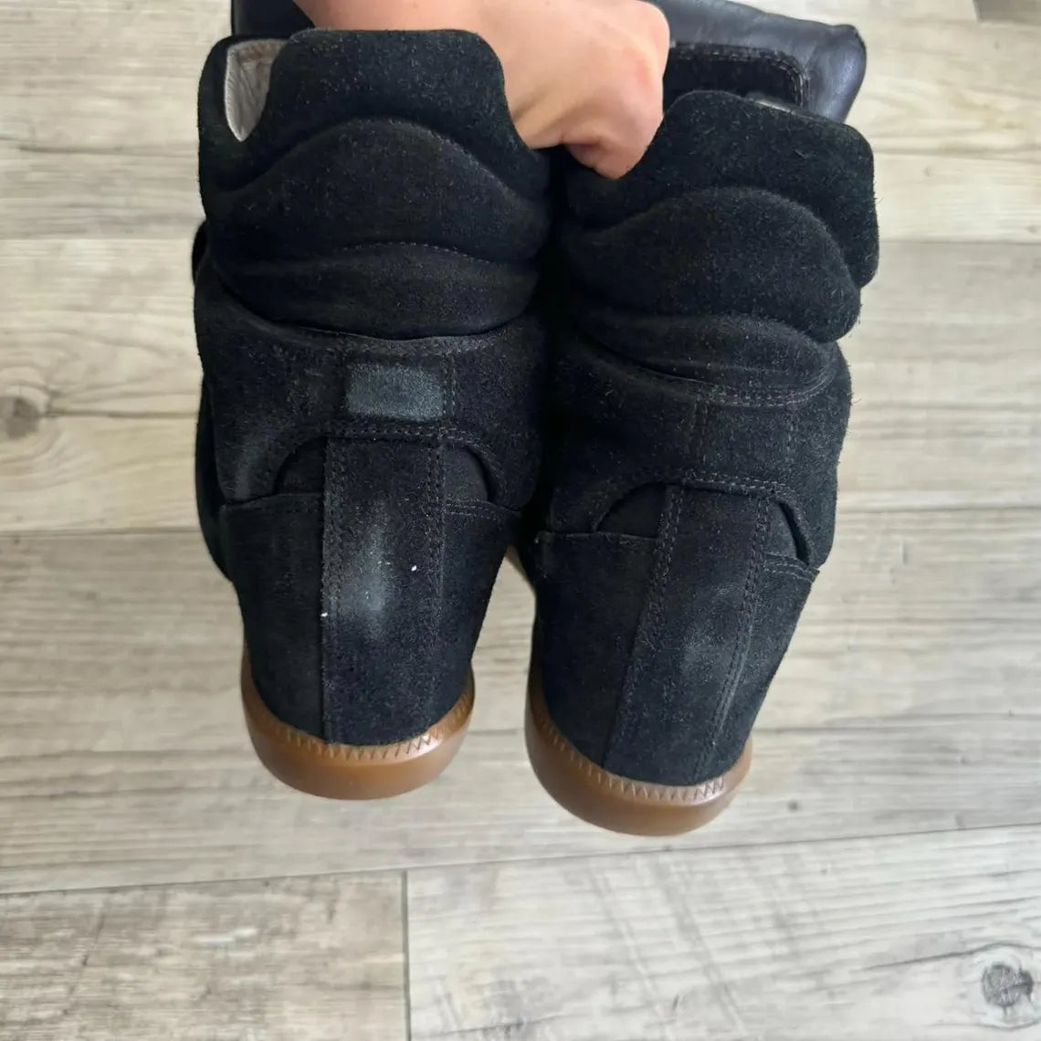 Isabel Marant Bekket Wedge Sneakers – Black Leather – Pre-Owned