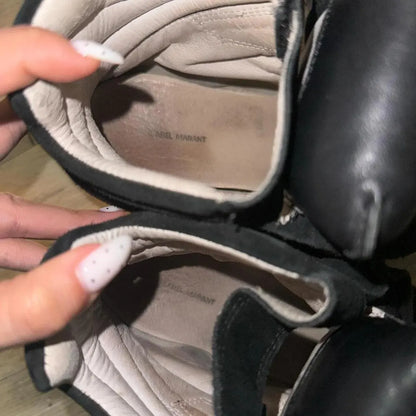 Isabel Marant Bekket Wedge Sneakers – Black Leather – Pre-Owned