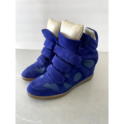 Isabel Marant Tricolor Suede and Leather Bekett Wedge Sneakers
