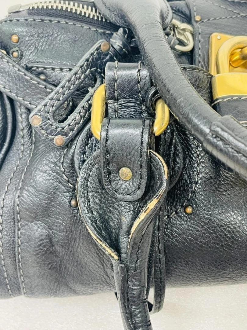 Chloe Paddington Leather Handbag Black Authentic