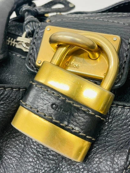 Chloe Paddington Leather Handbag Black Authentic