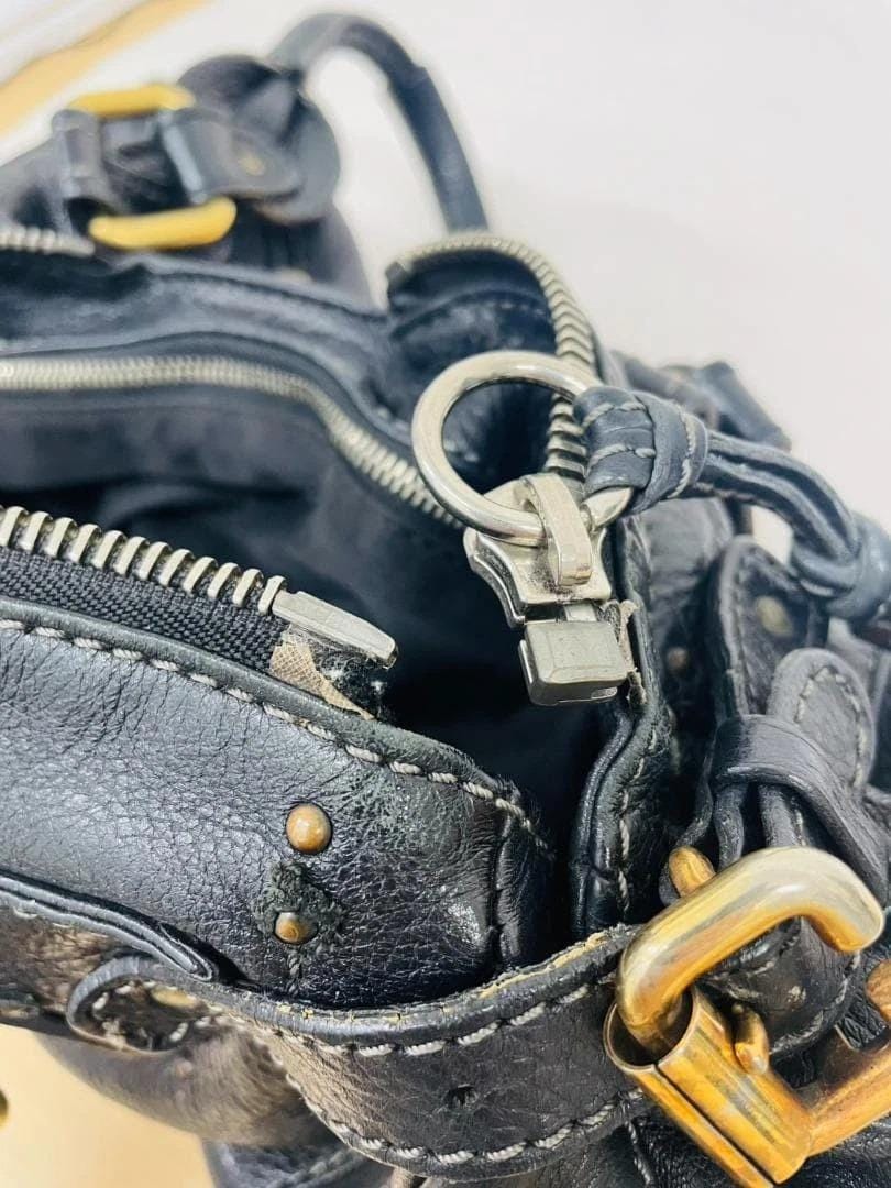 Chloe Paddington Leather Handbag Black Authentic