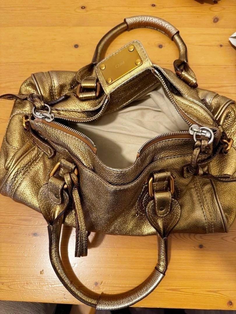 Chloe Paddington Rare Metallic Gold Leather Shoulder w/Card, Dust Bag & Key