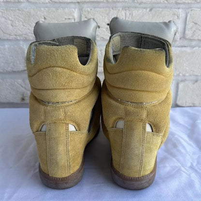 Isabel Marant Bekett 'Americana Bayley' Wedge Sneakers – Yellow Suede – Hidden Heel – Rare Color